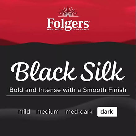 Folgers Dark Roast Ground Coffee, Black Silk, 40.3 oz.