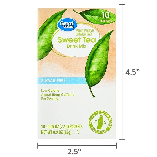 Great Value Sweet Tea Drink Mix, 0.09 oz, 10 Sachet