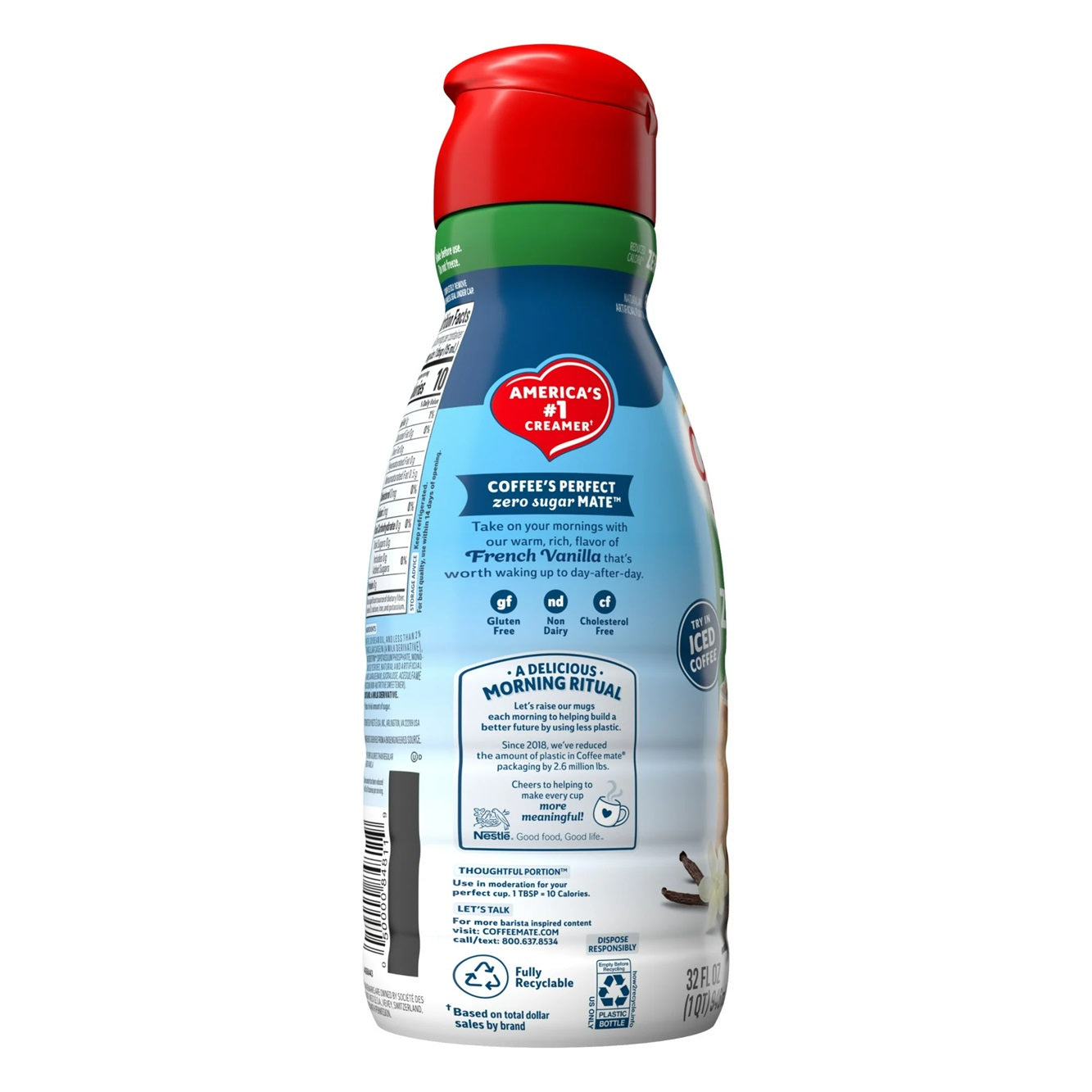 Coffee mate French Vanilla Flavored Coffee Creamer, Zero Sugar, Gluten-Free, 63 Servings 32 fl oz