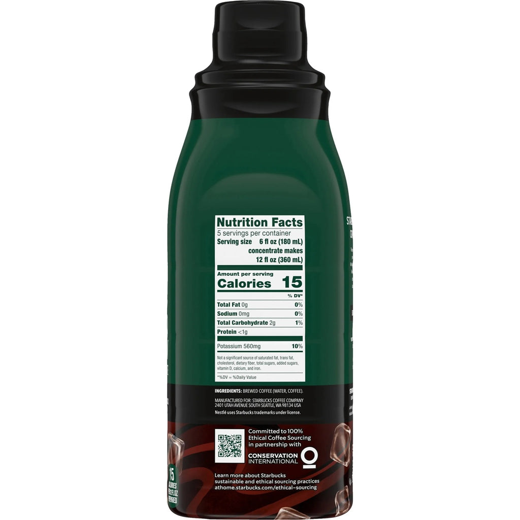 Starbucks Signature Black Coffee, Bottled Cold Brew Coffee Concentrate Drink, 32 oz