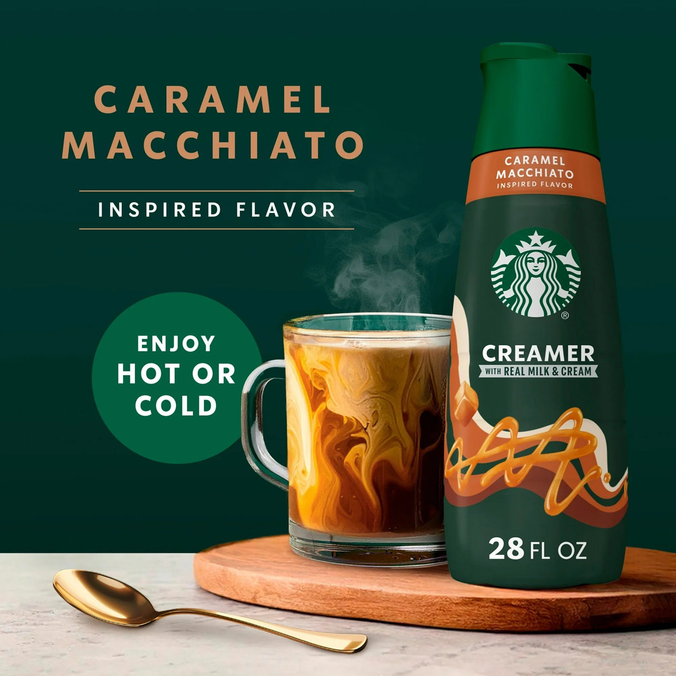 Starbucks Liquid Coffee Creamer Caramel Macchiato Flavored Creamer, 28 fl oz