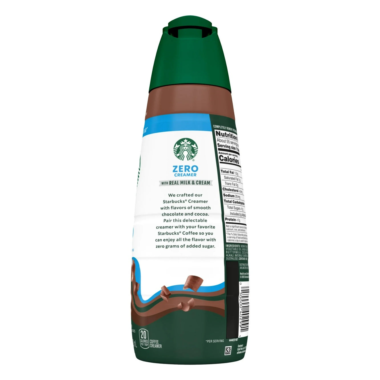 Starbucks Zero Sugar Chocolate Flavored Coffee Creamer, Inspired by Caffe Mocha, 28 fl oz Bottle
