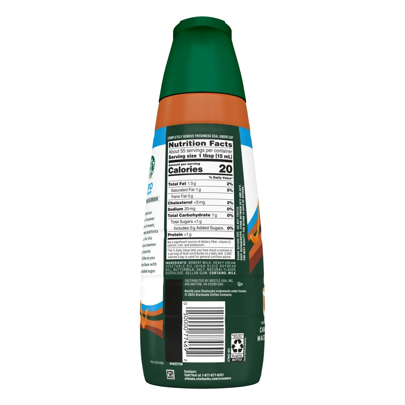 Starbucks Zero Grams Added Sugar, Caramel Flavored Coffee Creamer, Inspired by Caramel Macchiato, 28 fl oz