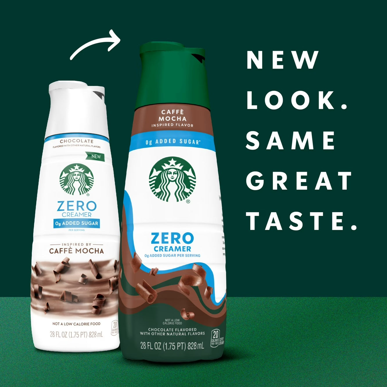 Starbucks Zero Sugar Chocolate Flavored Coffee Creamer, Inspired by Caffe Mocha, 28 fl oz Bottle
