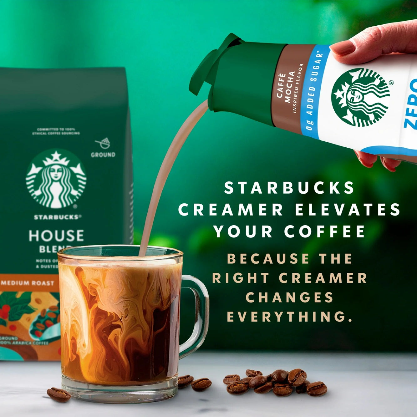 Starbucks Zero Sugar Chocolate Flavored Coffee Creamer, Inspired by Caffe Mocha, 28 fl oz Bottle