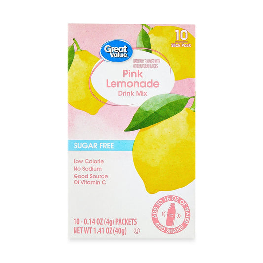 Great Value Sugar-Free Pink Lemonade Drink Mix, 0.14 oz, 10 Sachet