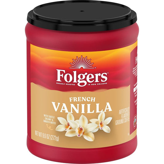 Folgers French Vanilla Flavored Ground Coffee, 9.6 Ounce Canister