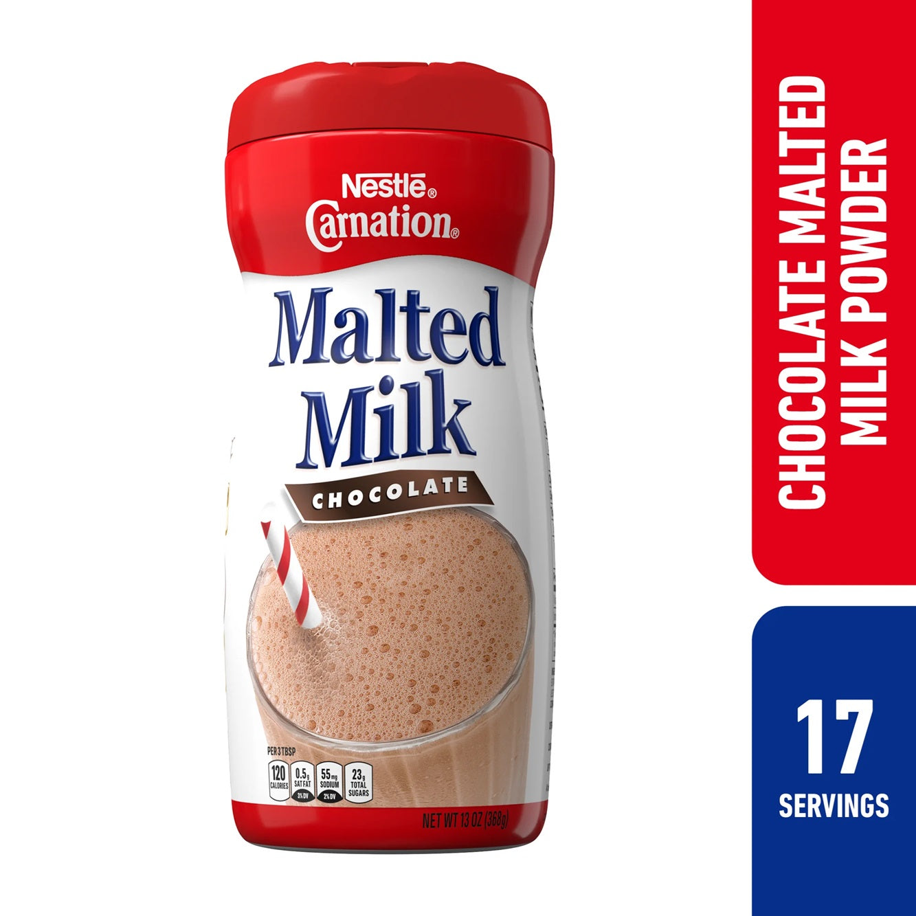 Nestle Carnation Chocolate Malted Milk Instant Stir In Powder Mix, 13 oz Canister