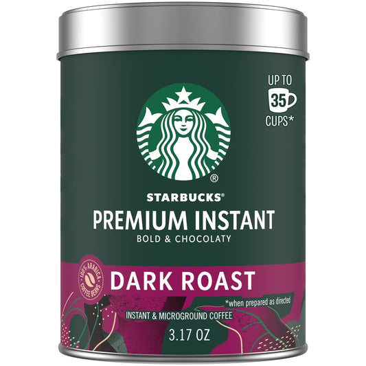 Starbucks Premium Instant Coffee, Dark Roast, 100% Arabica Beans, 3.17 Oz