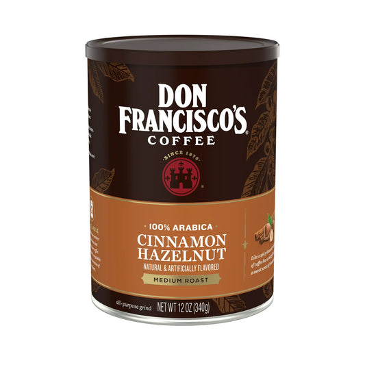 Don Francisco's Cinnamon Hazelnut Ground Flavored Coffee: Rich, Aromatic 100% Arabica Blend - Medium Roast 12 oz