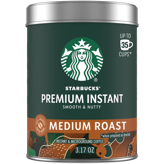 Starbucks Premium Instant Coffee, Medium Roast, 100% Arabica Beans, 3.17 Oz
