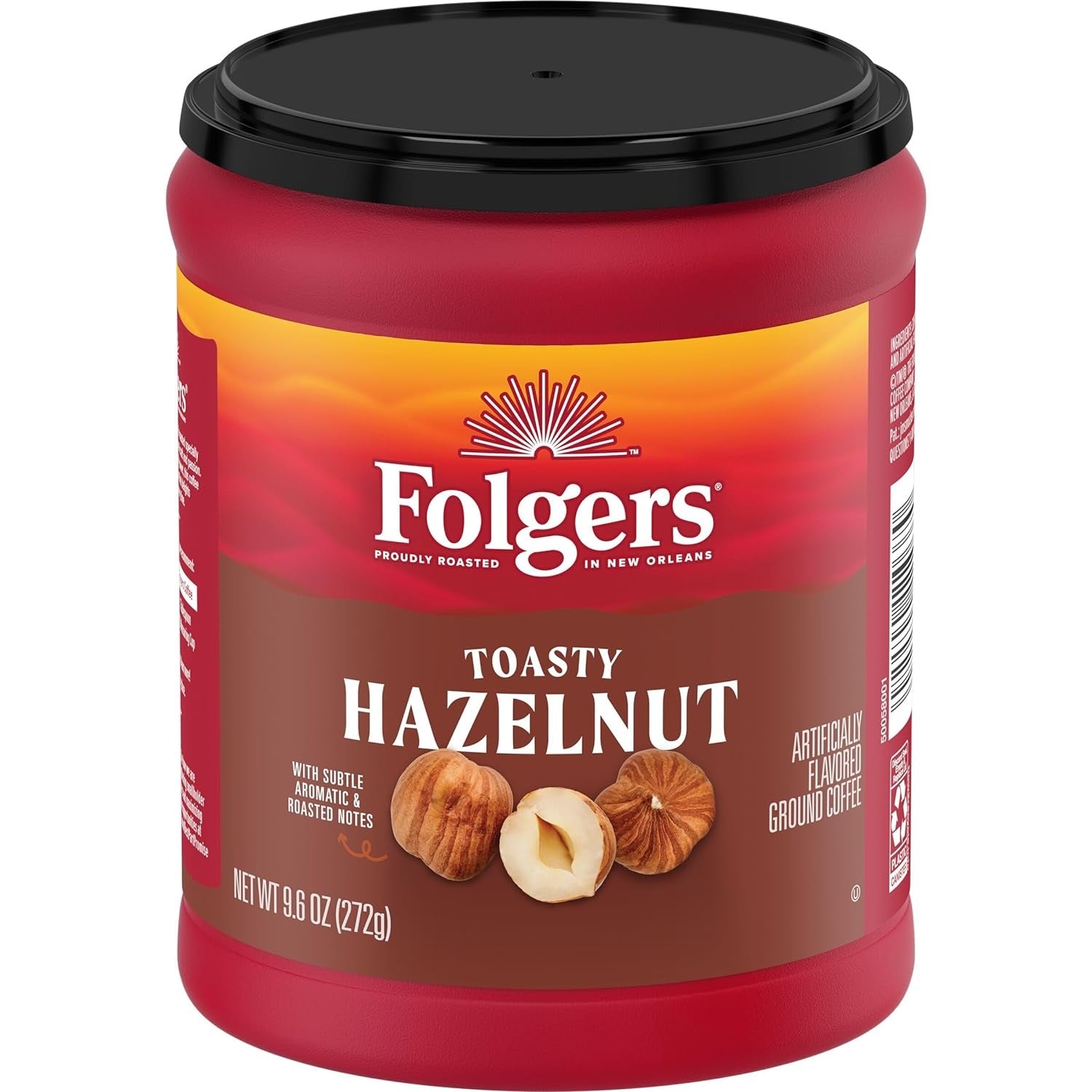 Folgers Toasty Hazelnut Flavored Ground Coffee, 9.6 Ounce Canister
