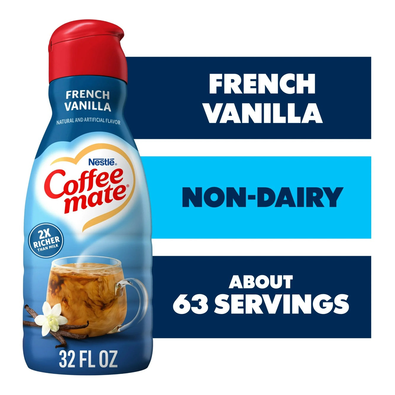 Coffee mate French Vanilla Liquid Non-Dairy Coffee Creamer, 32 fl oz