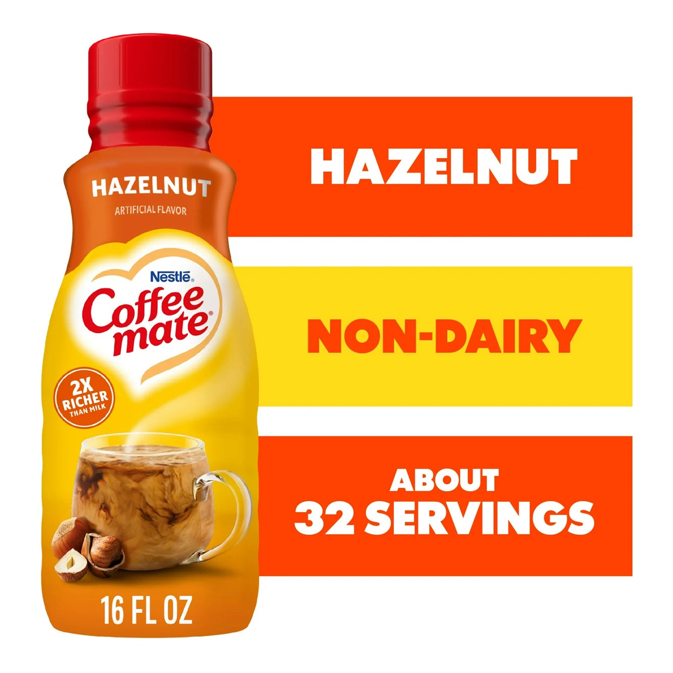 COFFEE MATE Hazelnut-Liquid Coffee Creamer  |16 Fl. Oz. Bottle