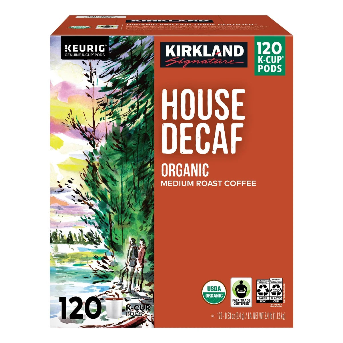Kirkland Signature Coffee Organic House Decaf K-Cup Pod, 120-count