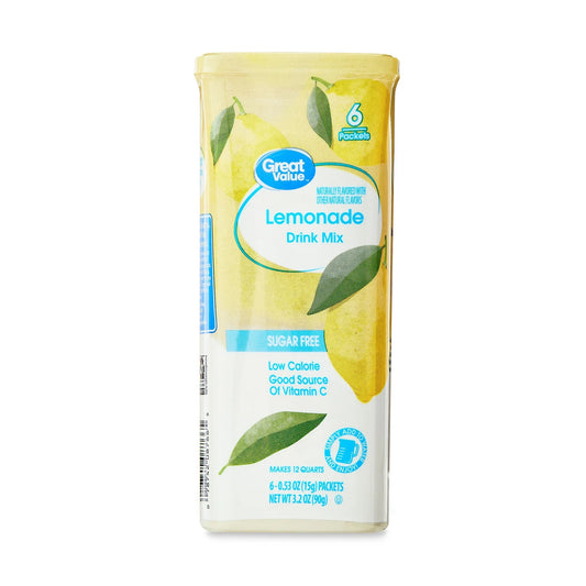 Great Value Sugar-Free Lemonade Drink Mix Powder, 0.53 oz, 6 Count