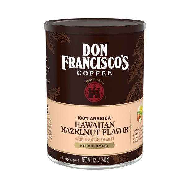 Don Francisco's Hawaiian Hazelnut Ground Flavored Coffee: Rich, Aromatic 100% Arabica Beans -12 oz