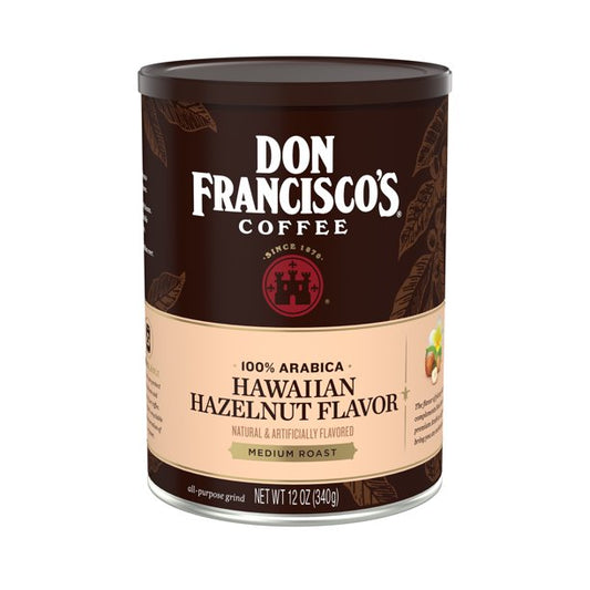 Don Francisco's Hawaiian Hazelnut Ground Flavored Coffee: Rich, Aromatic 100% Arabica Beans -12 oz