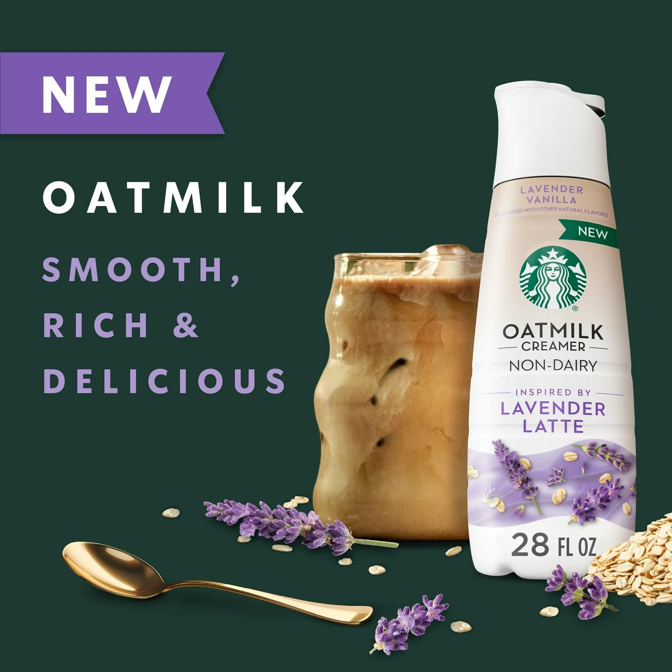 Starbucks Lavender Vanilla Flavored Creamer, Oat Milk Coffee Creamer, 28oz.