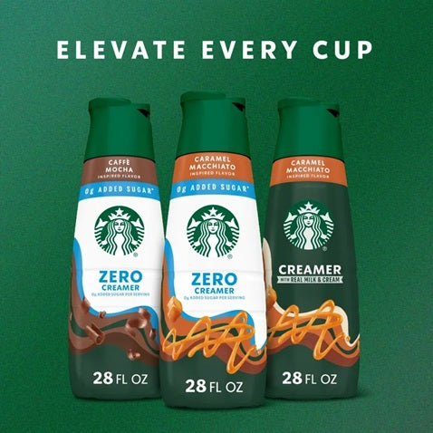 Starbucks Zero Grams Added Sugar, Caramel Flavored Coffee Creamer, Inspired by Caramel Macchiato, 28 fl oz