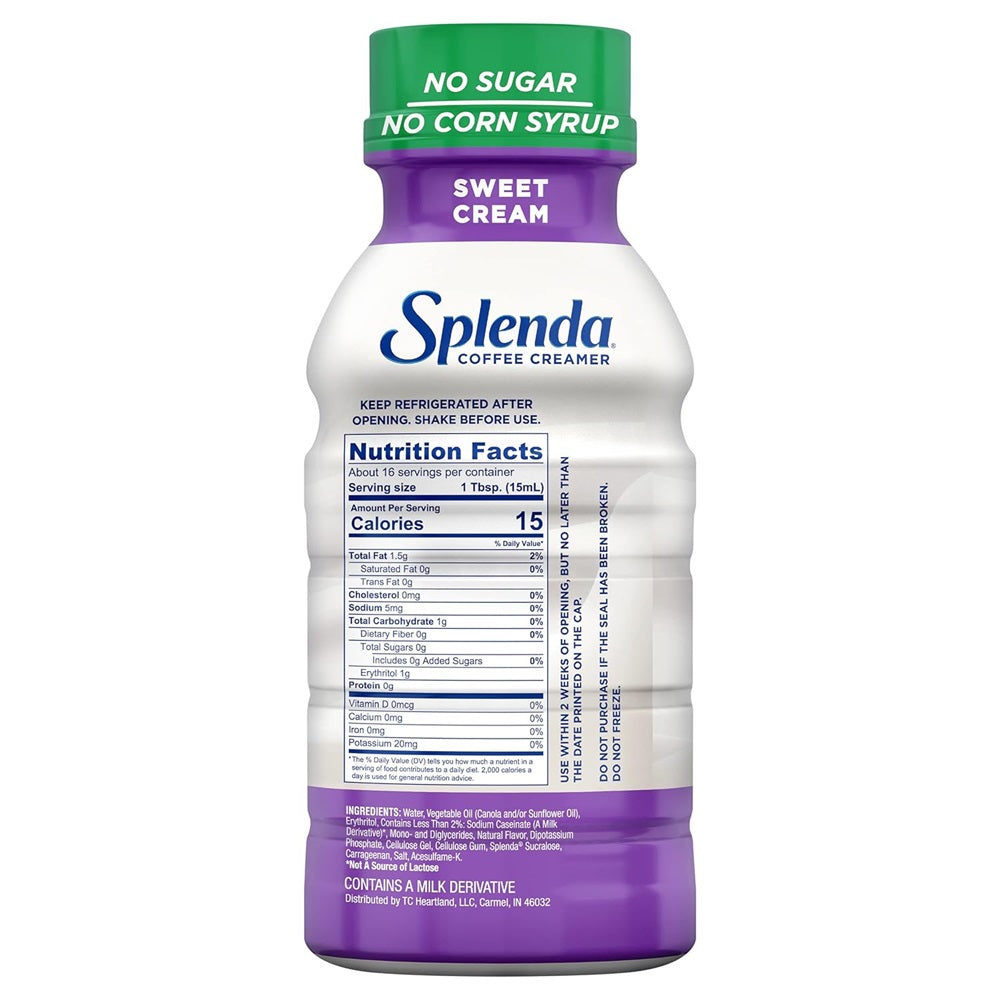 Splenda Sugar Free, Low Calorie Sweet Cream Coffee Creamer, 8 fl Ounces Bottle
