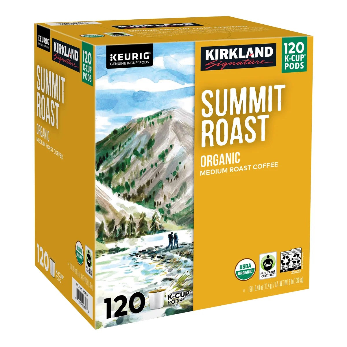 Kirkland Signature Coffee Organic Summit Roast K-Cup Pod, 120-count