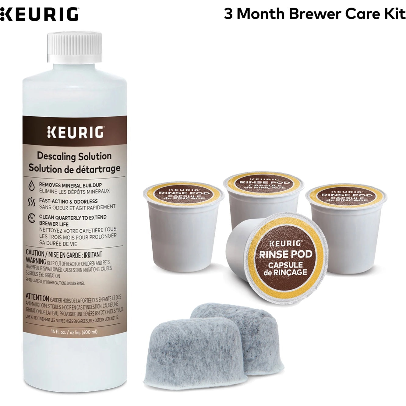 Keurig 3 month Brewer Maintenance Kit, with Rinse Pods, Descale Solution, and Filter Cartridges