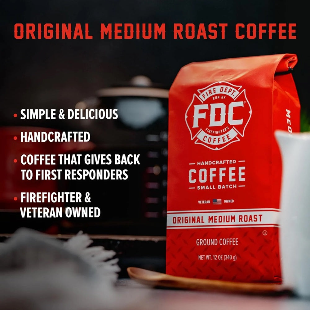 Fire Department Coffee, Original Medium Roast, Premium Ground Coffee, 12 oz