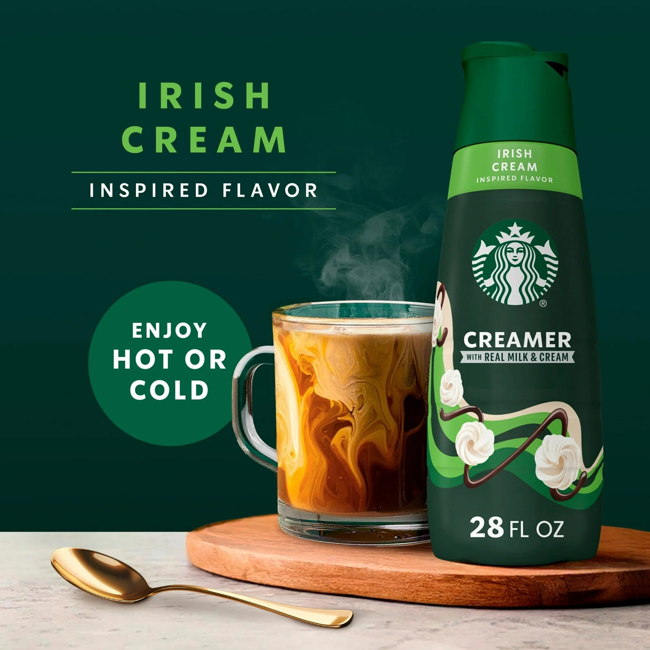 Starbucks Irish Cream Coffee Creamer, Chocolate & Vanilla Flavored Liquid Creamer with other natural flavors, 28 fl oz bottle
