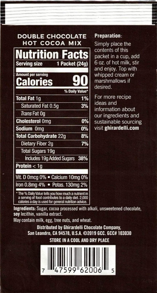 Ghirardelli Double Chocolate Hot Cocoa Mix, 0.85-Ounce Packets