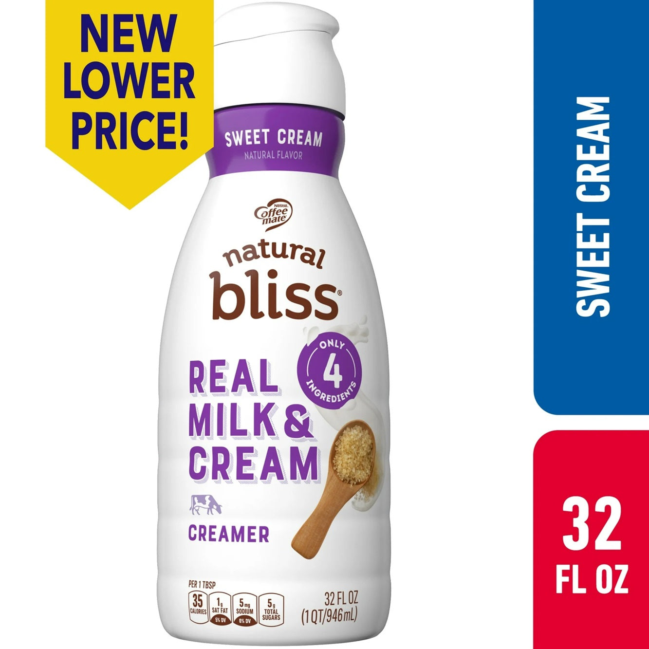 Natural Bliss Milk and Sweet Cream, Liquid Dairy Coffee Creamer, 32 fl oz