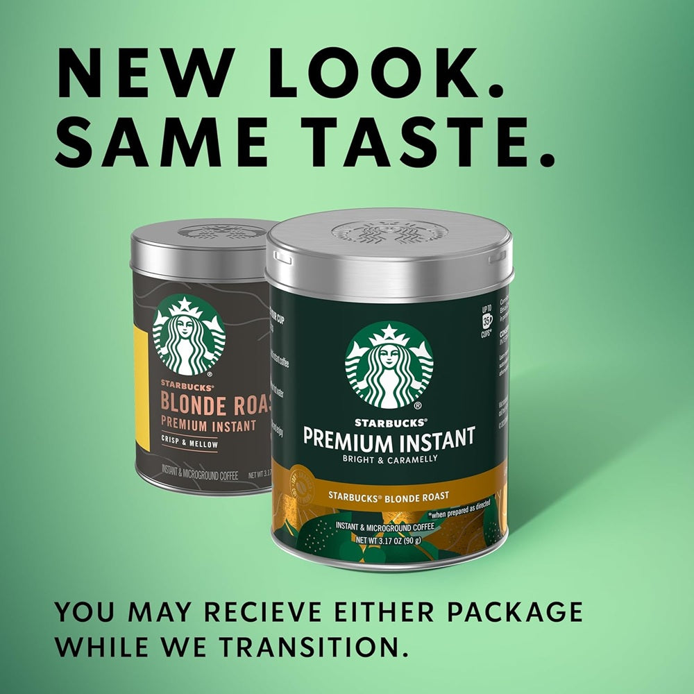 Starbucks Premium Instant Coffee, Blonde Roast, 100% Arabica Beans,3.17 Oz