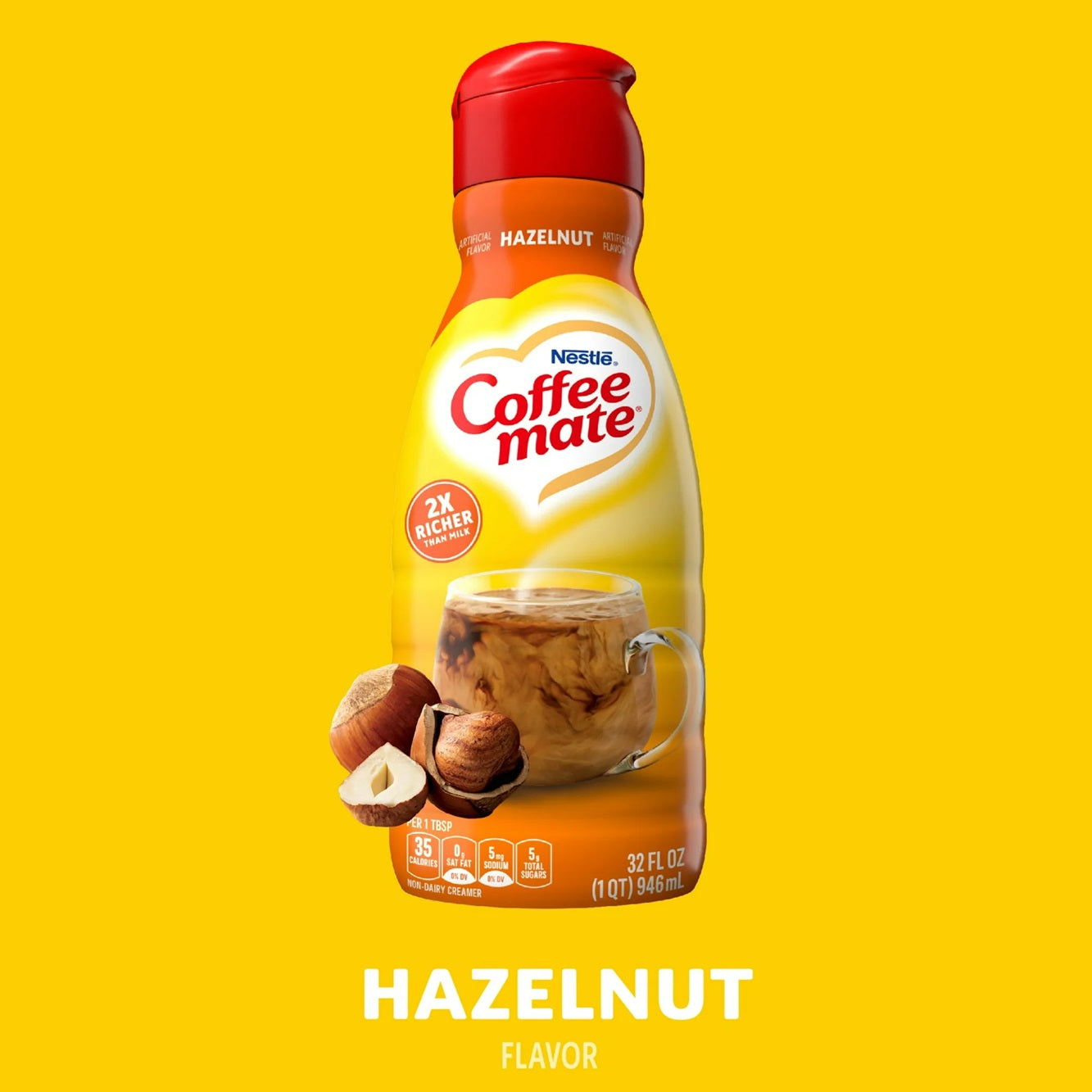 Coffee mate Hazelnut Liquid Non-Dairy Coffee Creamer, 32 fl oz