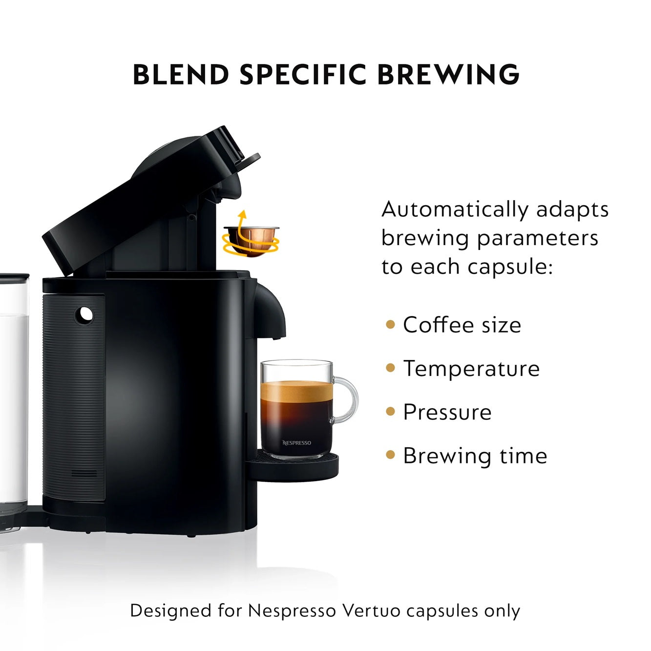 Nespresso Vertuo Plus Coffee and Espresso Maker by De'Longhi, Black 110v.