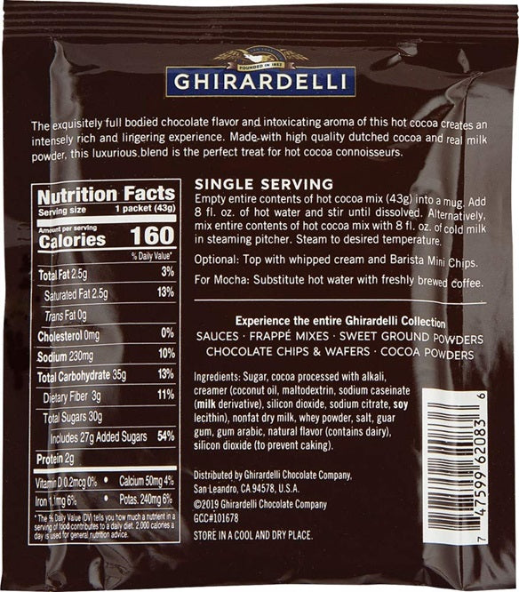 Ghirardelli Premium Hot Cocoa Envelopes, Rich Chocolate, 1.5oz Sachet