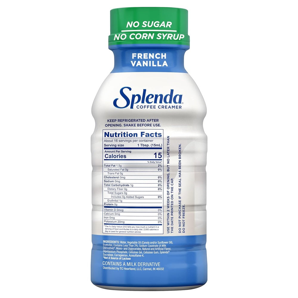 SPLENDA Sugar Free, Low Calorie French Vanilla Coffee Creamer, 8 Fl Ounces Bottle