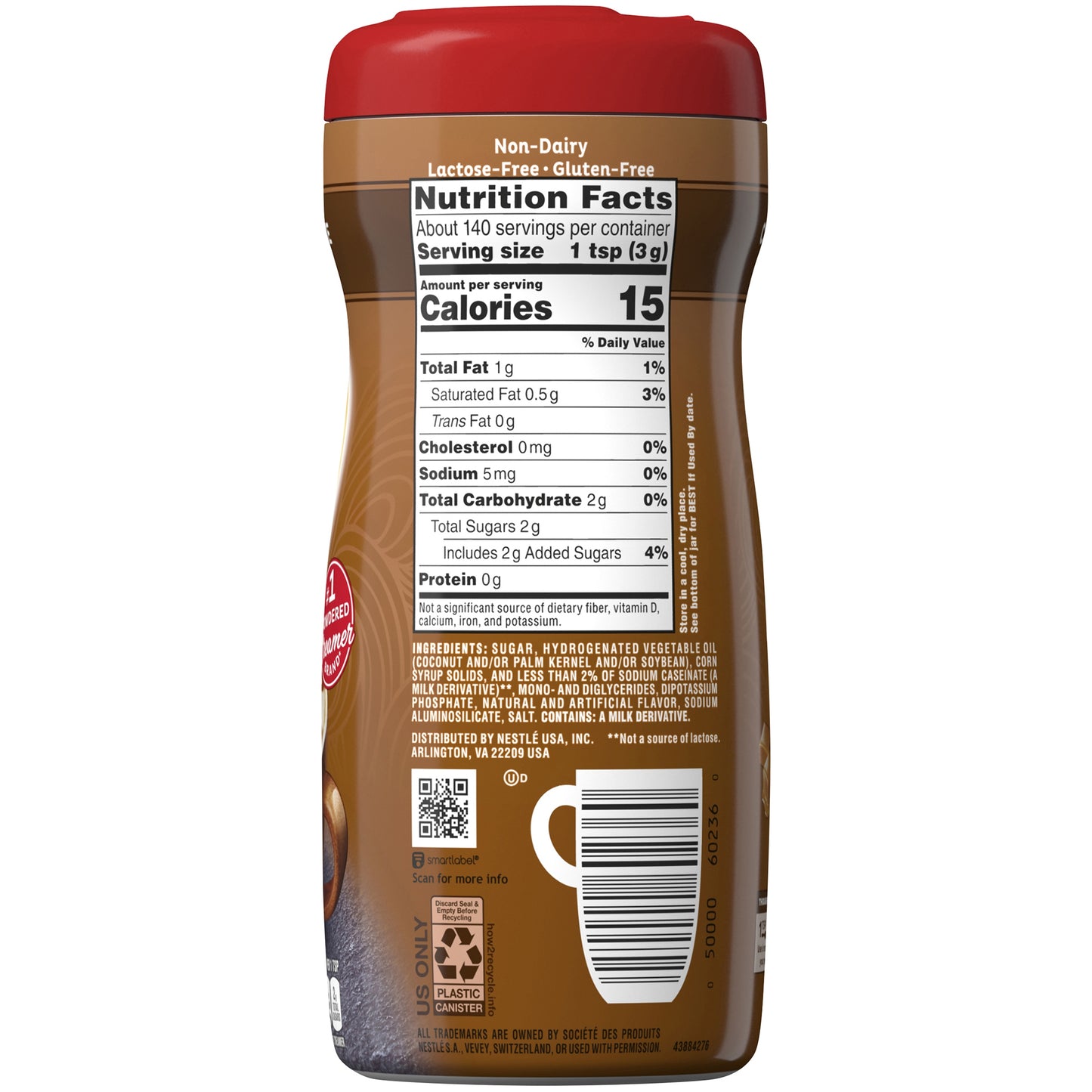 COFFEE MATE Caramel Latte Powder Coffee Creamer 15 Oz. Canister Non-dairy Lactose Free Creamer