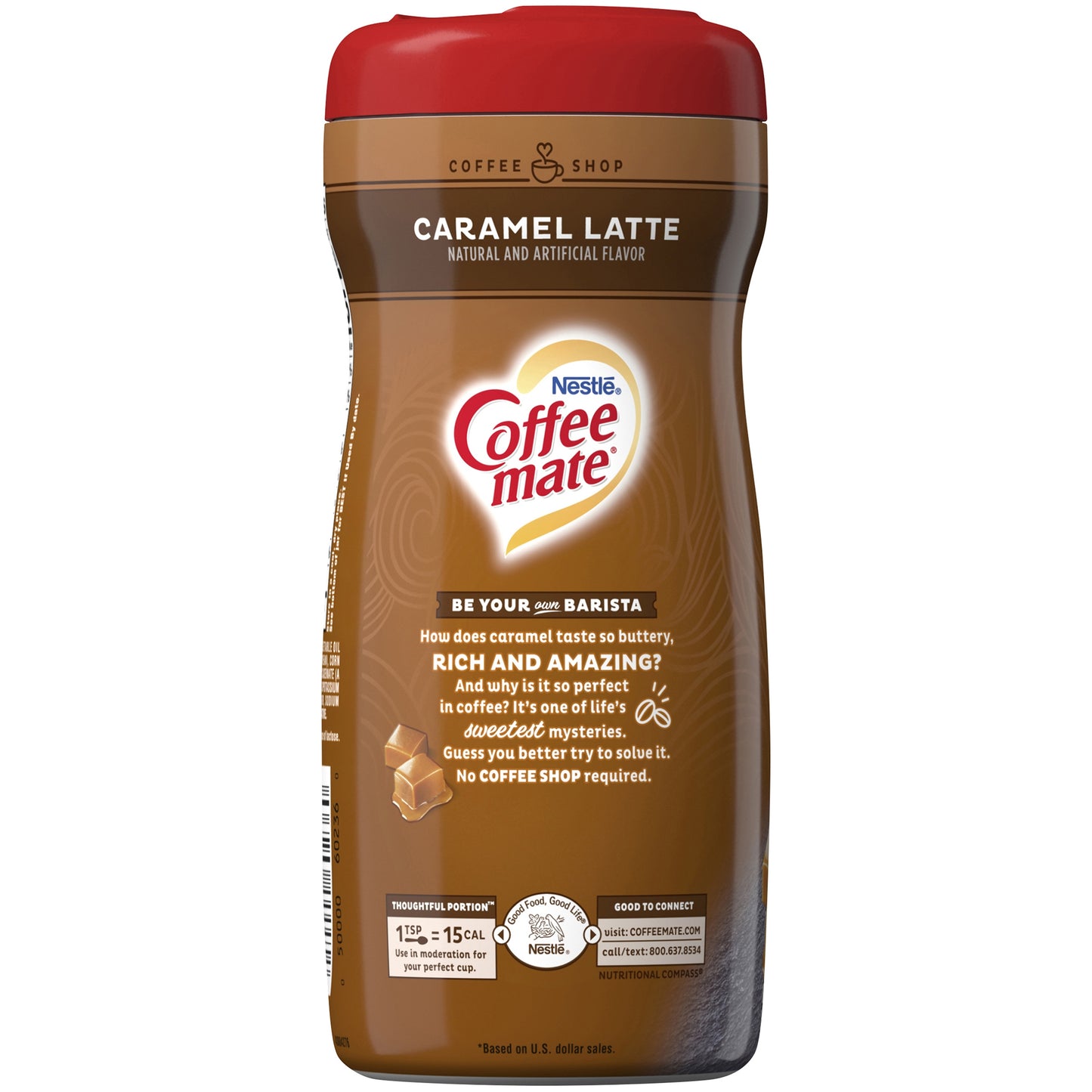 COFFEE MATE Caramel Latte Powder Coffee Creamer 15 Oz. Canister Non-dairy Lactose Free Creamer