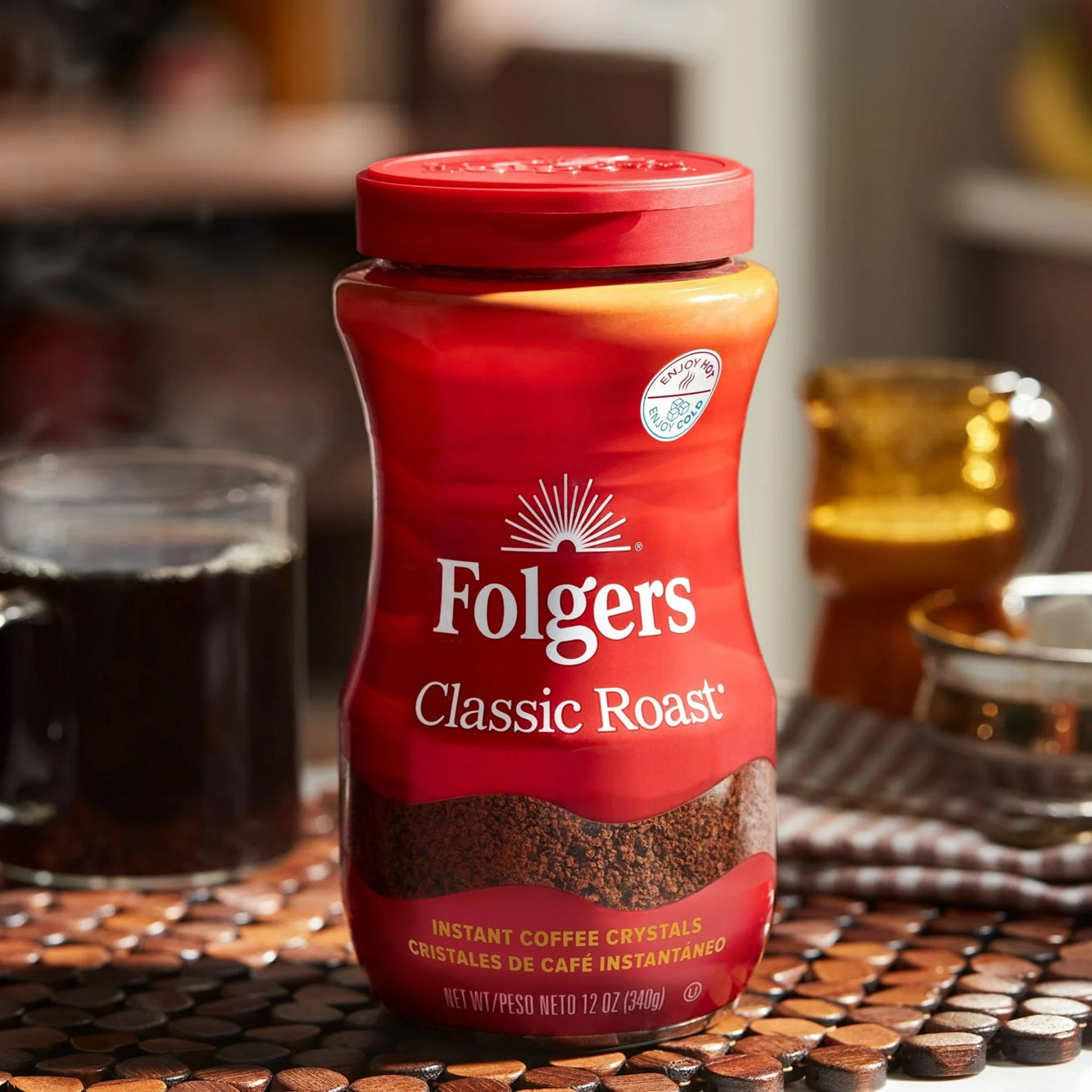 Folgers Classic Roast Instant Coffee, 12 oz Jar