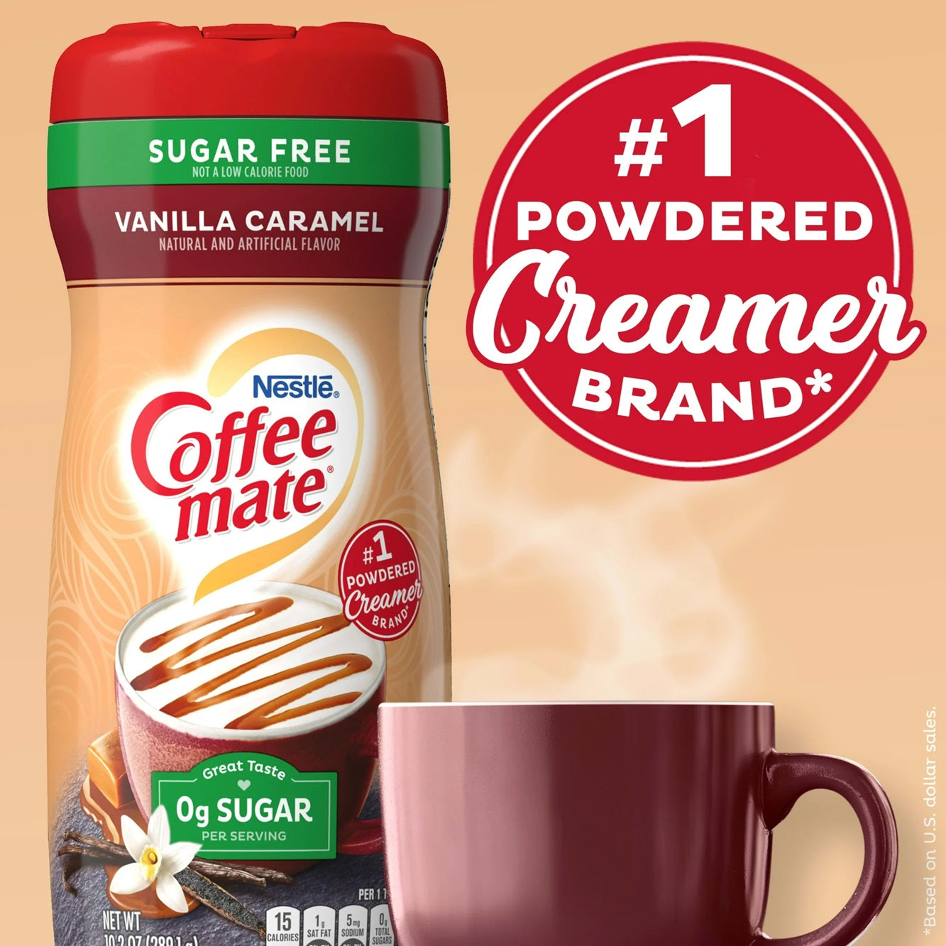 Coffee mate Vanilla Caramel Sugar-Free Powder Coffee Creamer, 10.2 oz