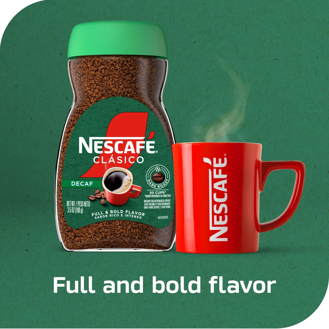 NESCAFÉ CLÁSICO Decaf Dark Roast Coffee, Instant Coffee, 3.5 oz, 1 Jar