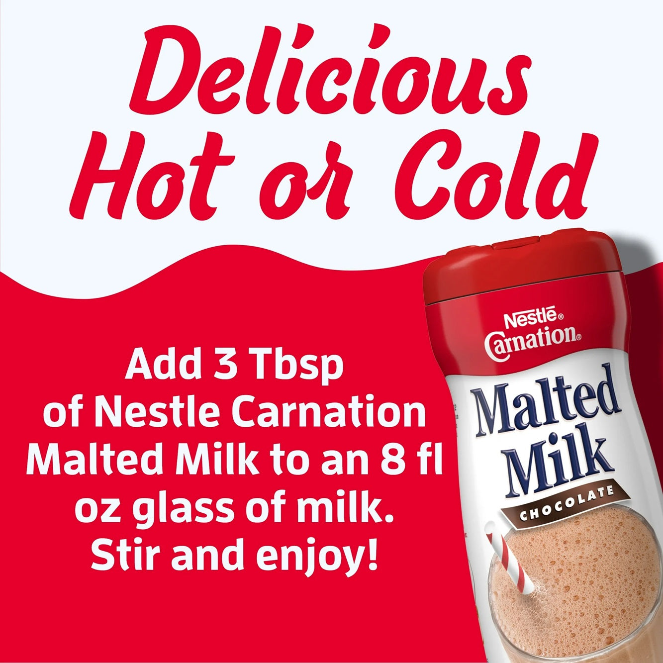 Nestle Carnation Chocolate Malted Milk Instant Stir In Powder Mix, 13 oz Canister