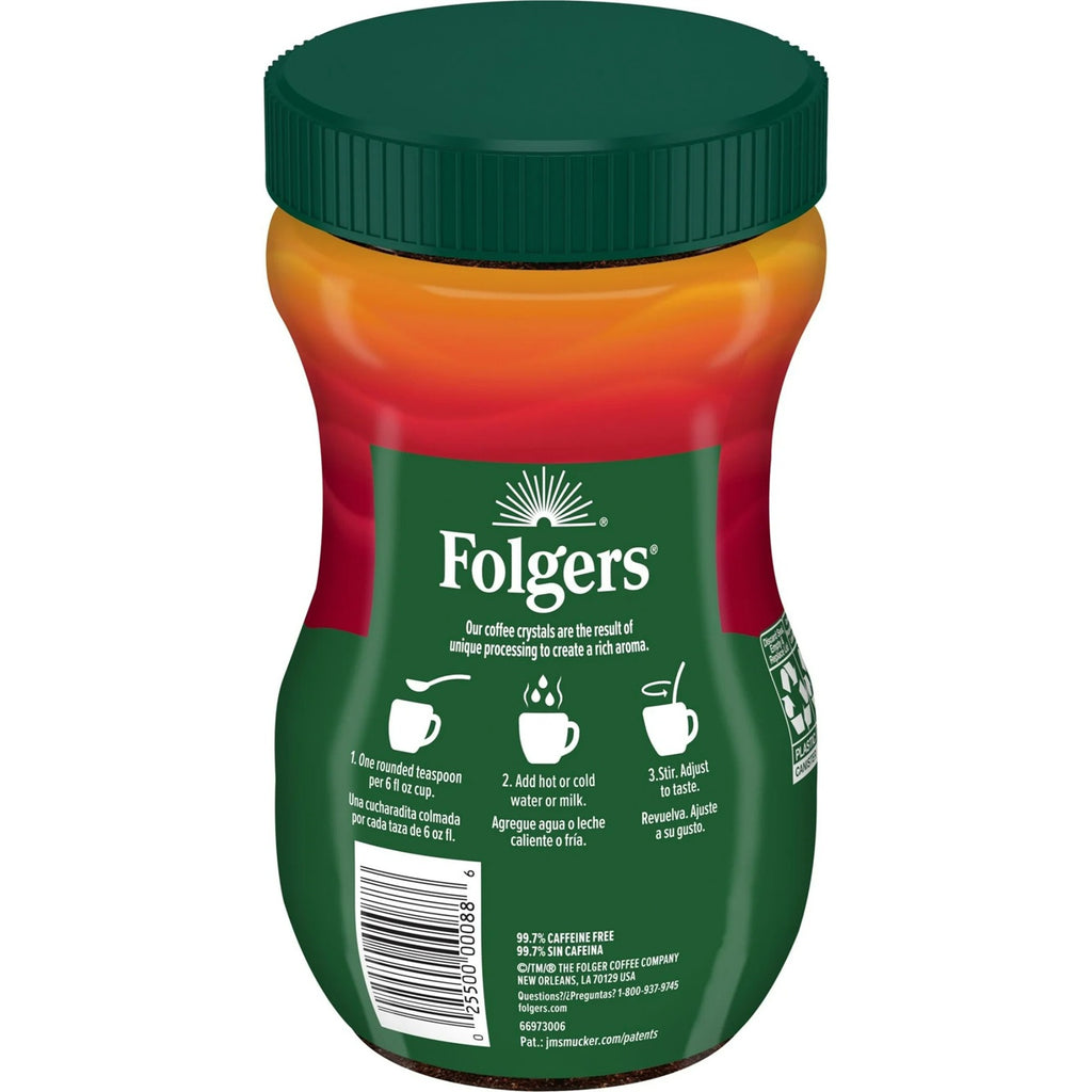Folgers Classic Decaf Instant Coffee, 8 oz Jar