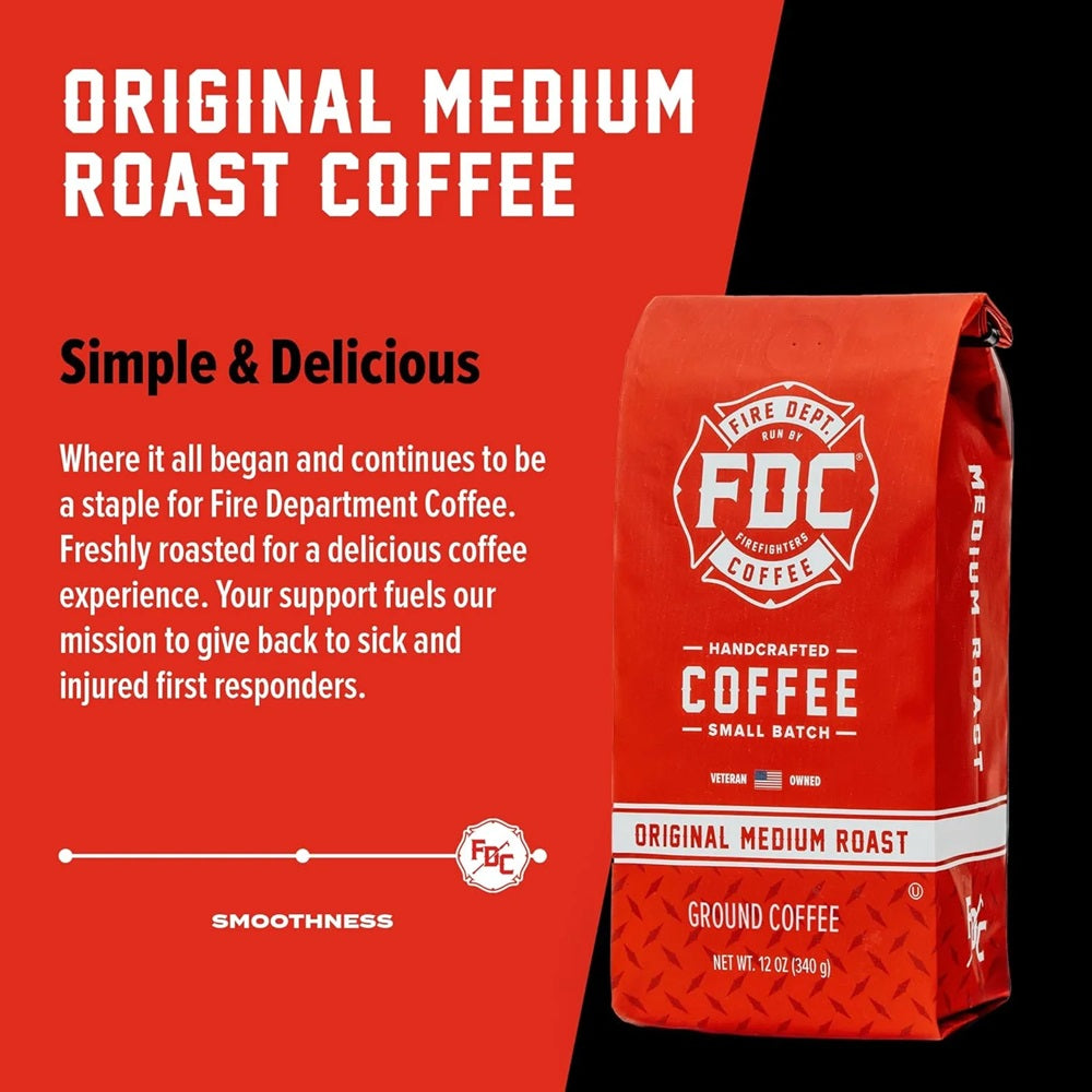 Fire Department Coffee, Original Medium Roast, Premium Ground Coffee, 12 oz
