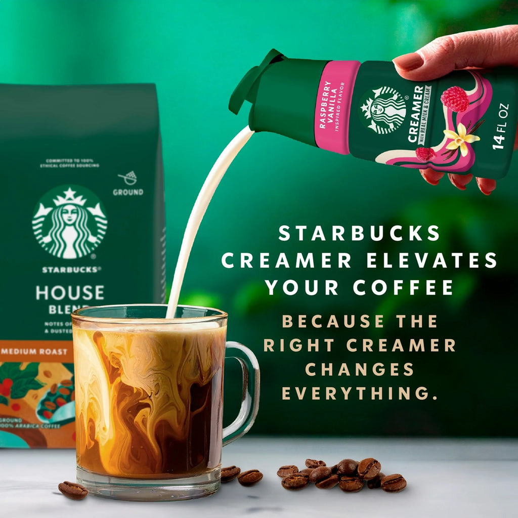 Starbucks Raspberry Vanilla Flavored Coffee Creamer, Liquid Creamer, Dairy Creamer 14 fl oz