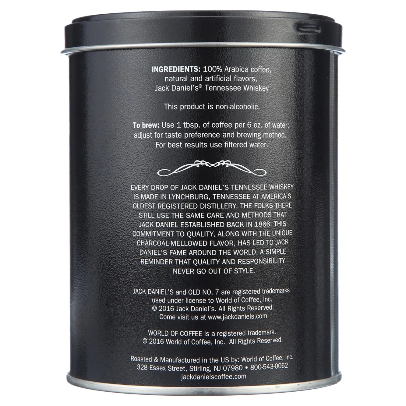 Jack Daniel's Tennessee Whiskey Coffee, Ground, Medium Roast, 8.8oz Can