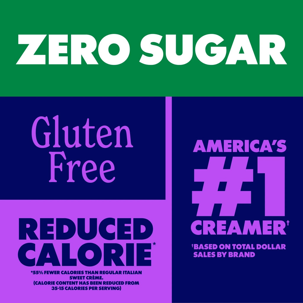 Nestle Coffee Mate Non Dairy Zero Sugar Italian Sweet Creme Liquid Coffee Creamer Sugar Free, 32 fl oz Bottle