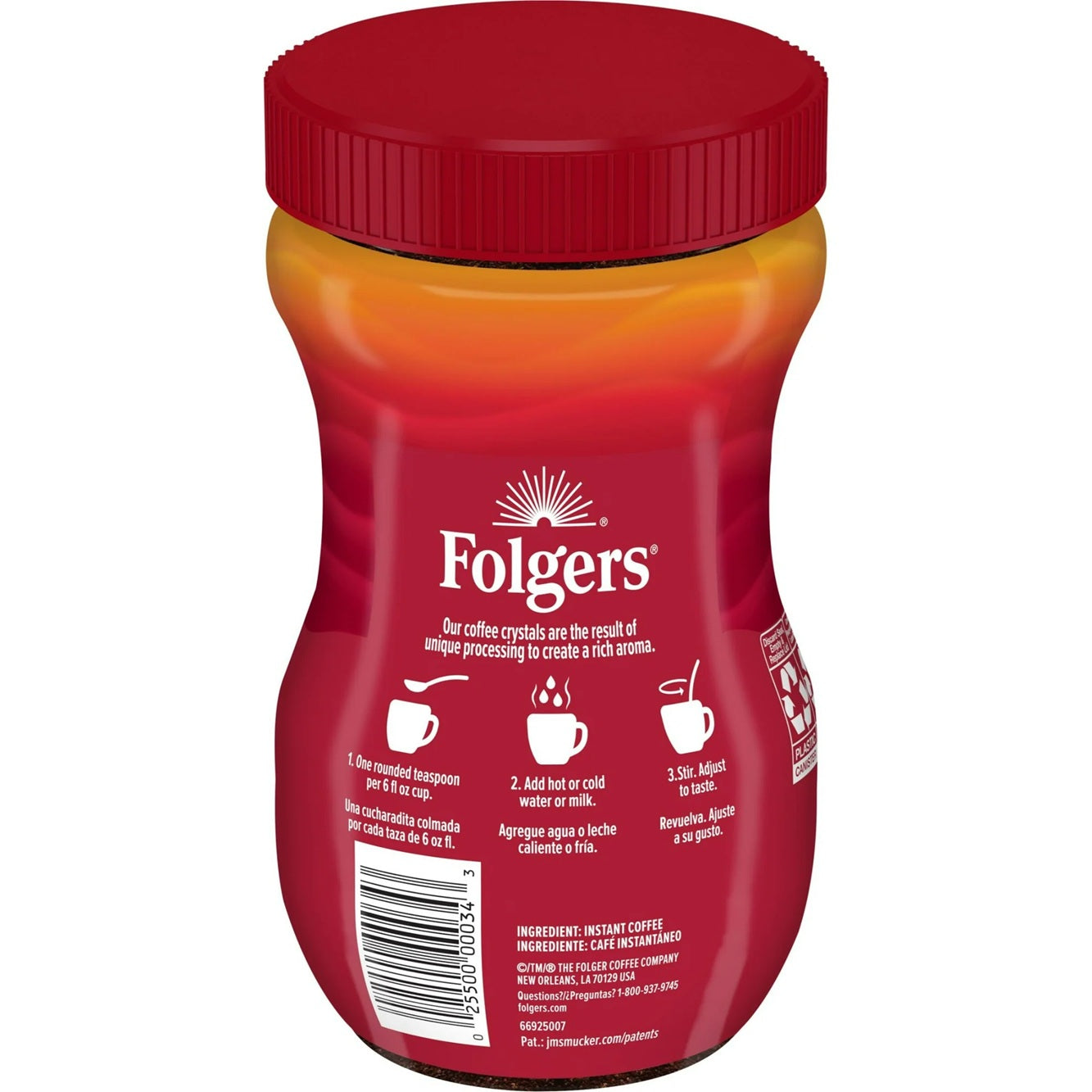 Folgers Classic Roast Instant Coffee, 8 oz Jar