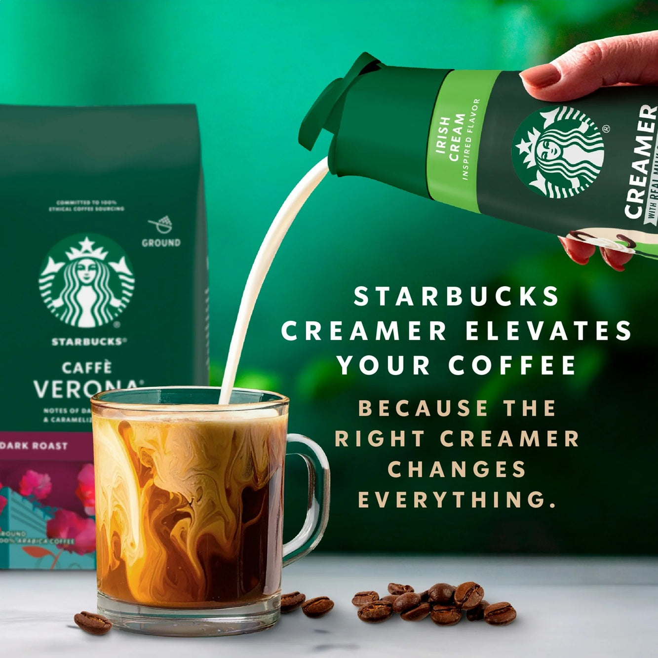 Starbucks Irish Cream Coffee Creamer, Chocolate & Vanilla Flavored Liquid Creamer with other natural flavors, 28 fl oz bottle