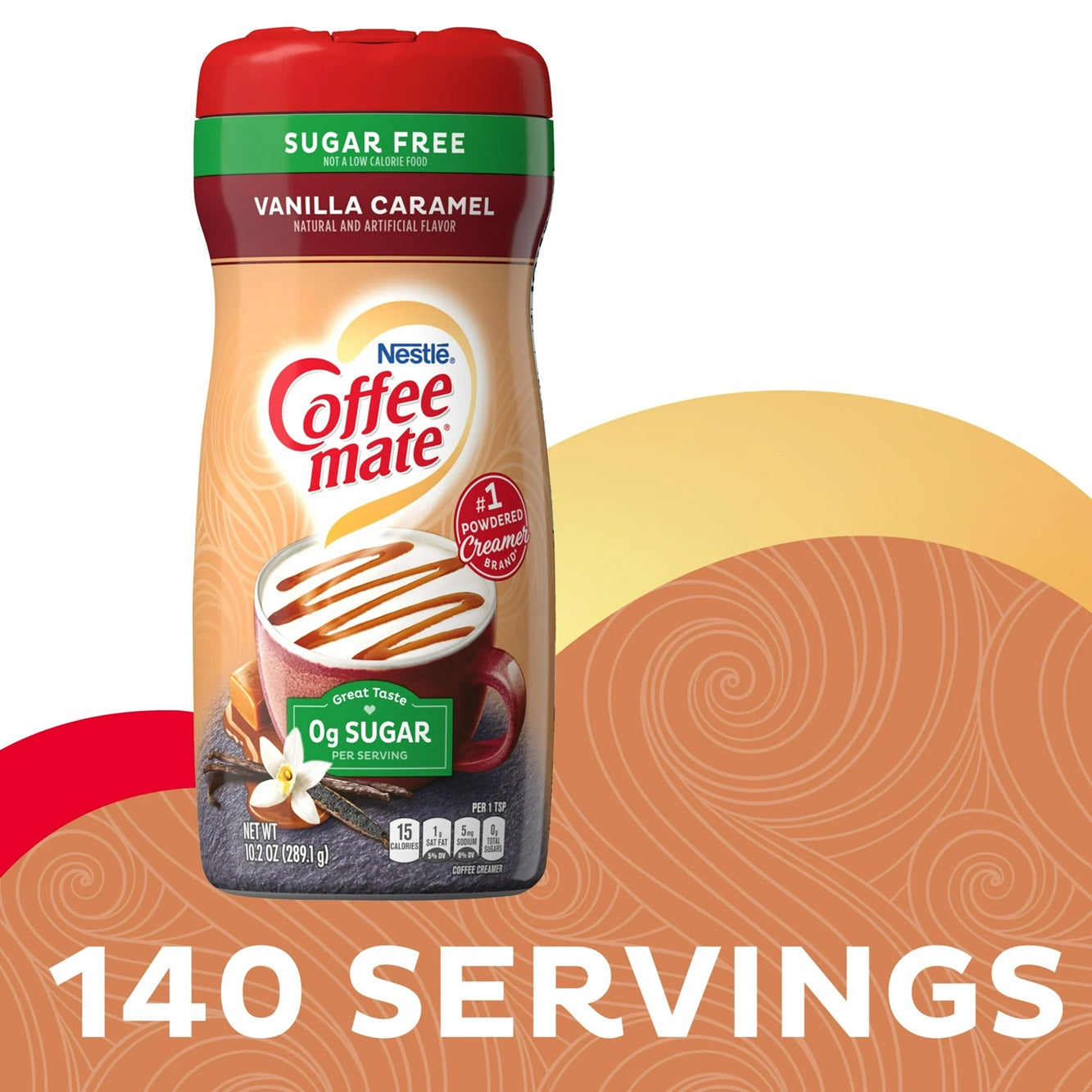 Coffee mate Vanilla Caramel Sugar-Free Powder Coffee Creamer, 10.2 oz